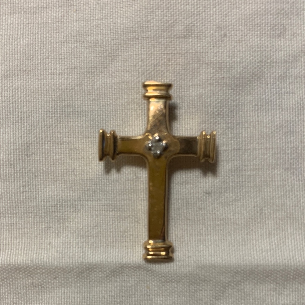 Gold Cross Pendant with Small Center Accent